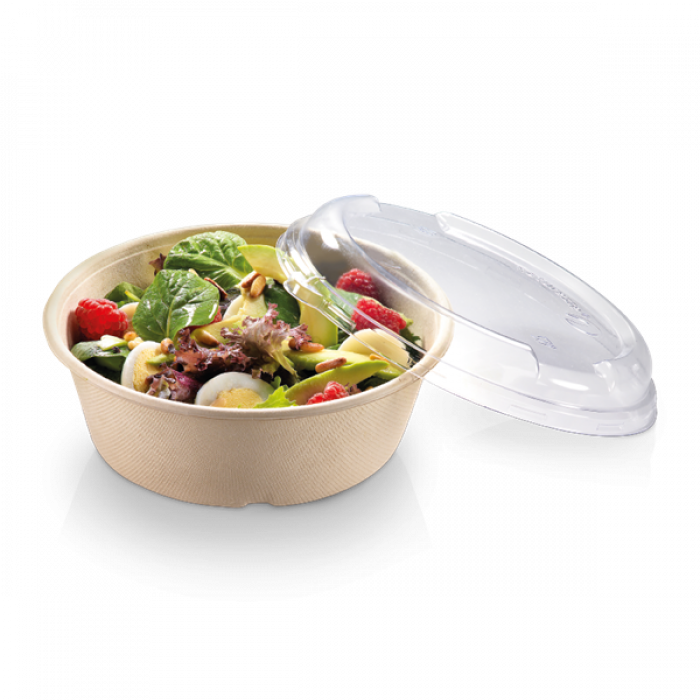 SET - Bowl Zuckerrohr m. Deckel PLA Ø19,5 x 5,2cm, 900ml natur